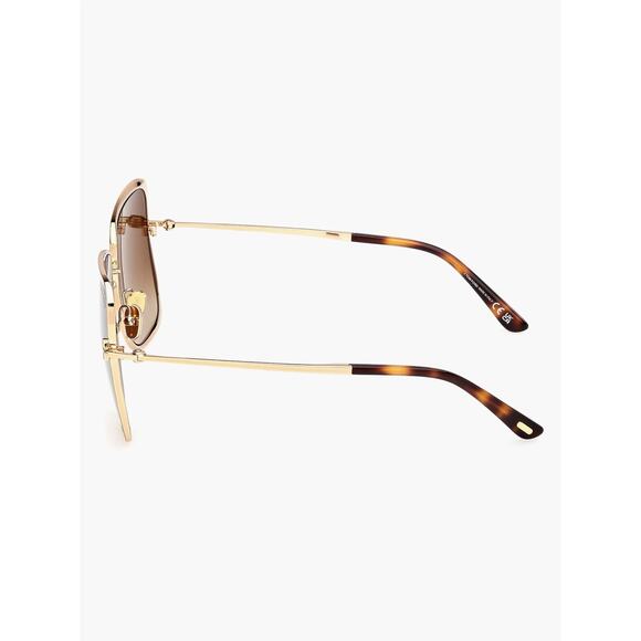 New TOM FORD FT1319 30F Gold Frame Brown Gradient Square Sunglasses Authentic